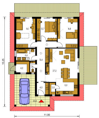 Mirror image | Floor plan of ground floor - BUNGALOW 228